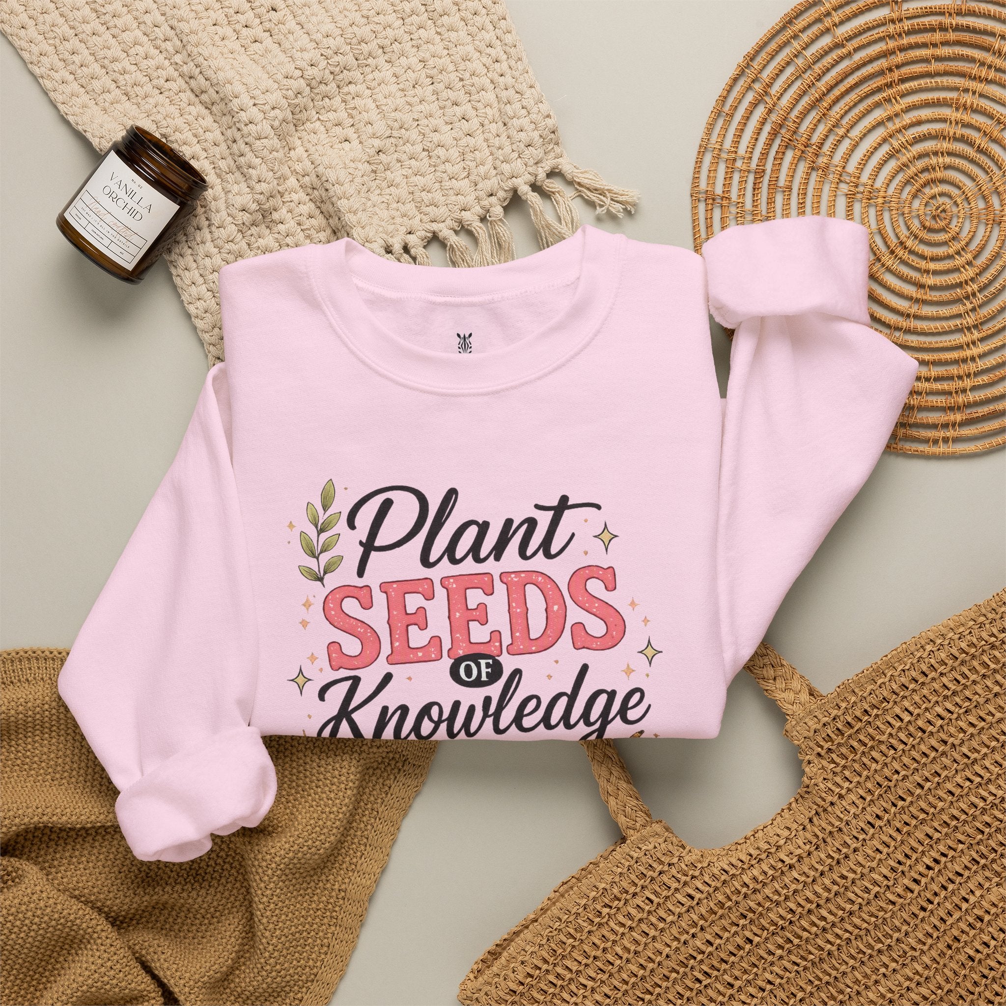 Teacher Graphic Tees Crewneck – "Plant Seeds of Knowledge, Watch Them Grow"