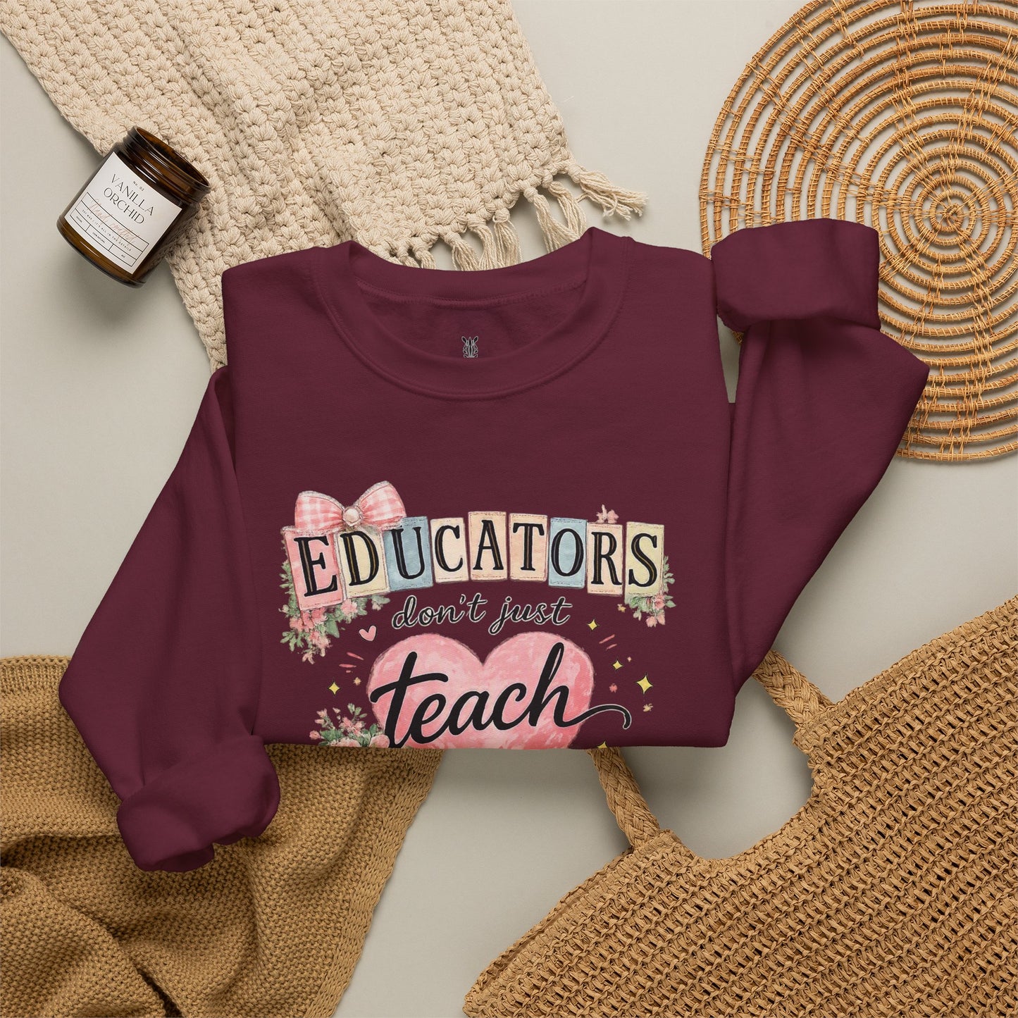Gift for Teachers – "Educators Don't Just Teach, They Touch Lives Forever" Crewneck