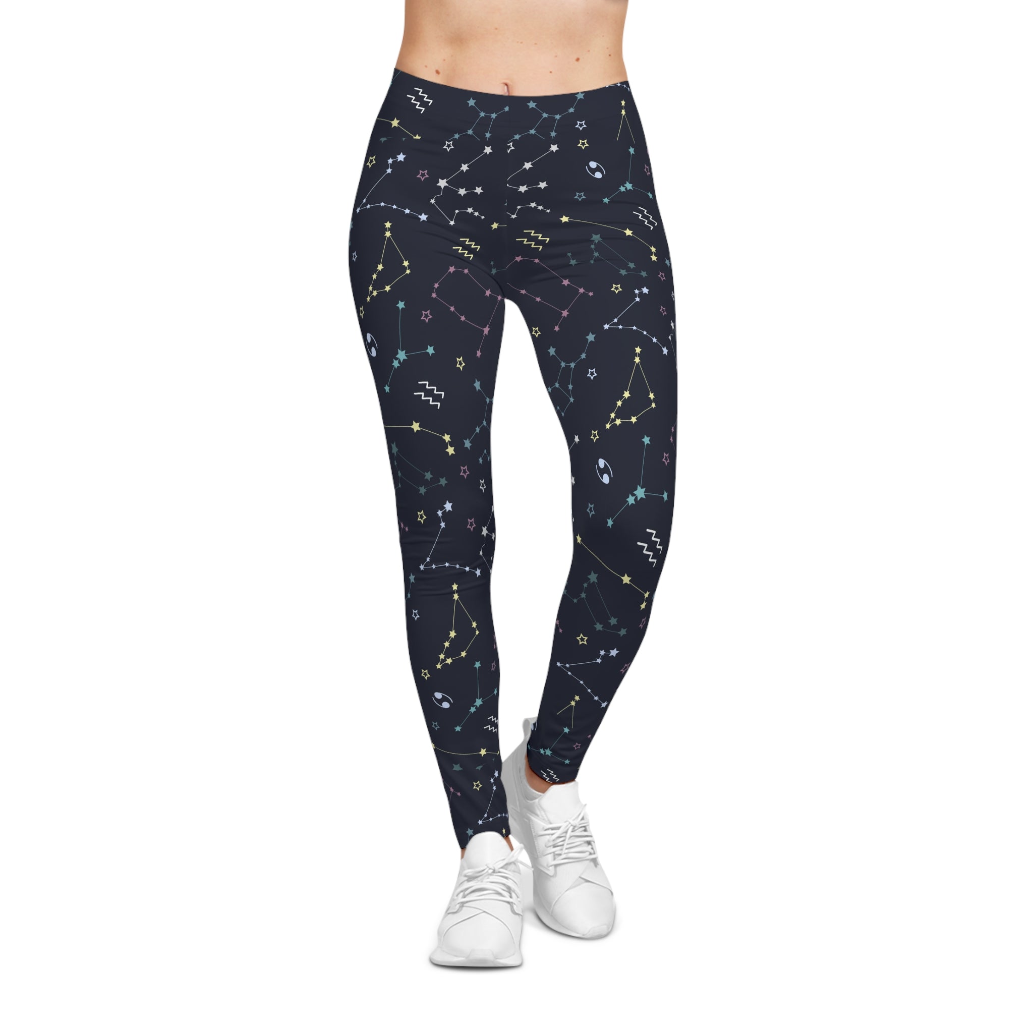 High-waisted leggings with constellation and zodiac print