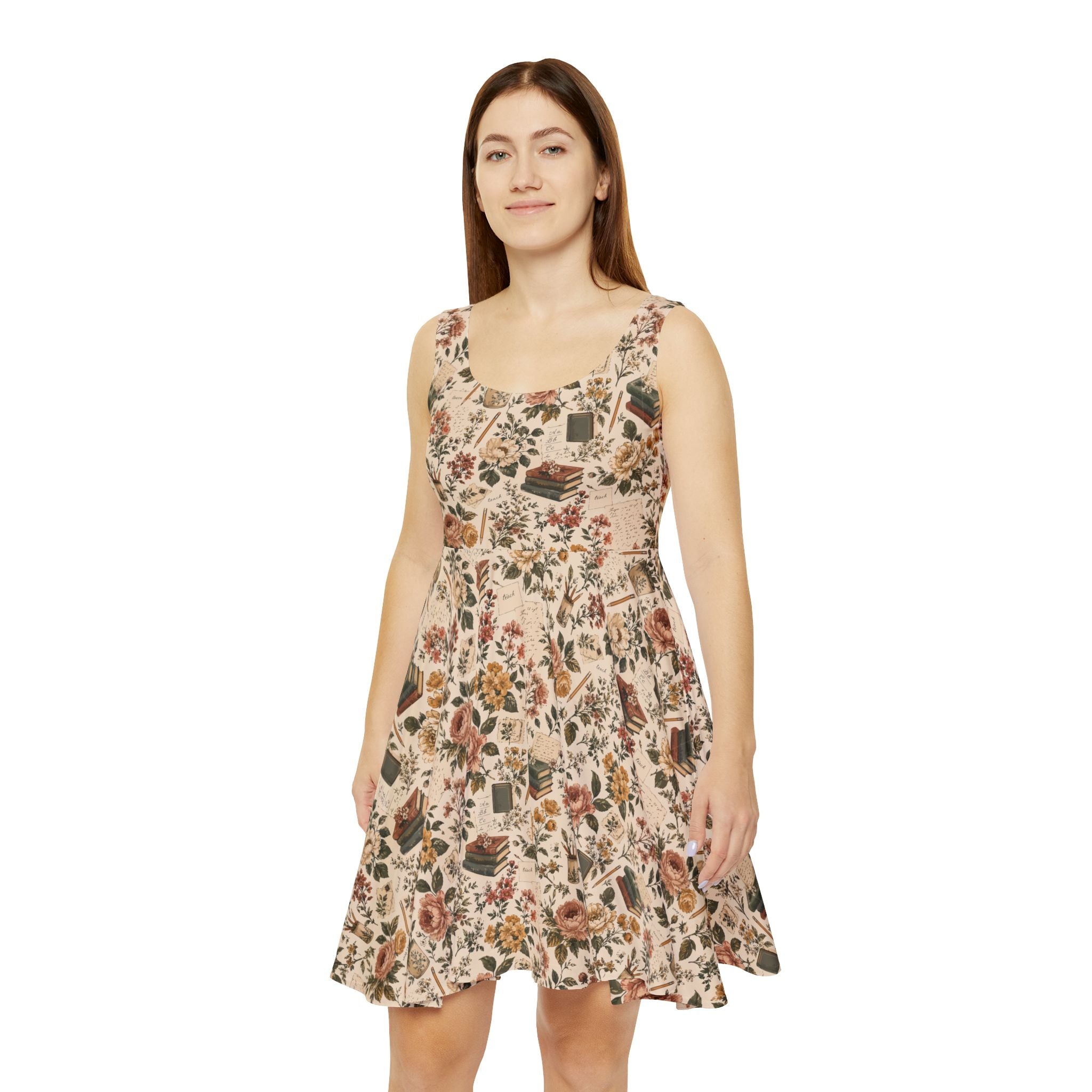 Art Teacher Dress — Vintage Botanical Rose Print | Zebra Creation