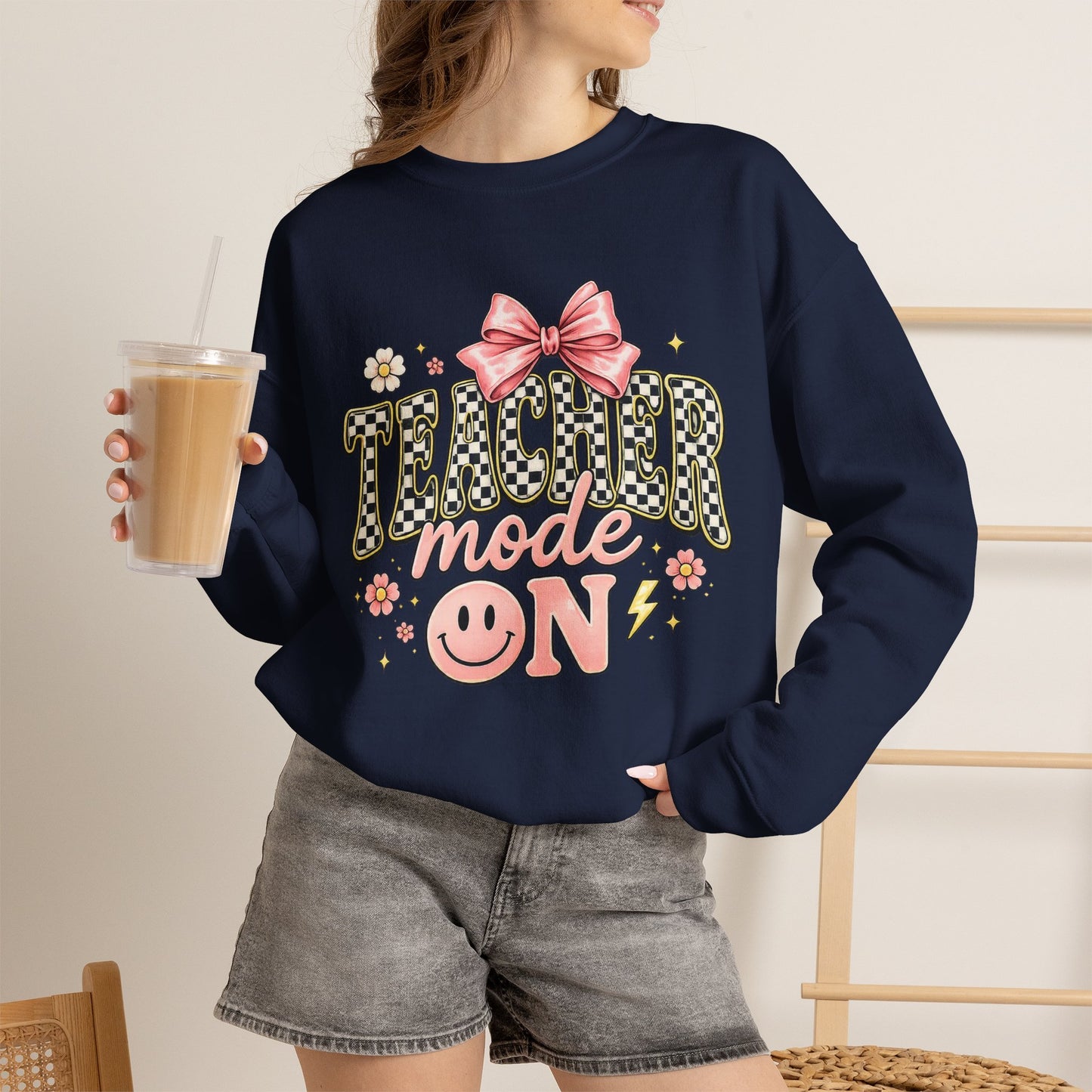 Sweatshirt — 'Tumblr Mode On' Pink Bow Graphic Crewneck