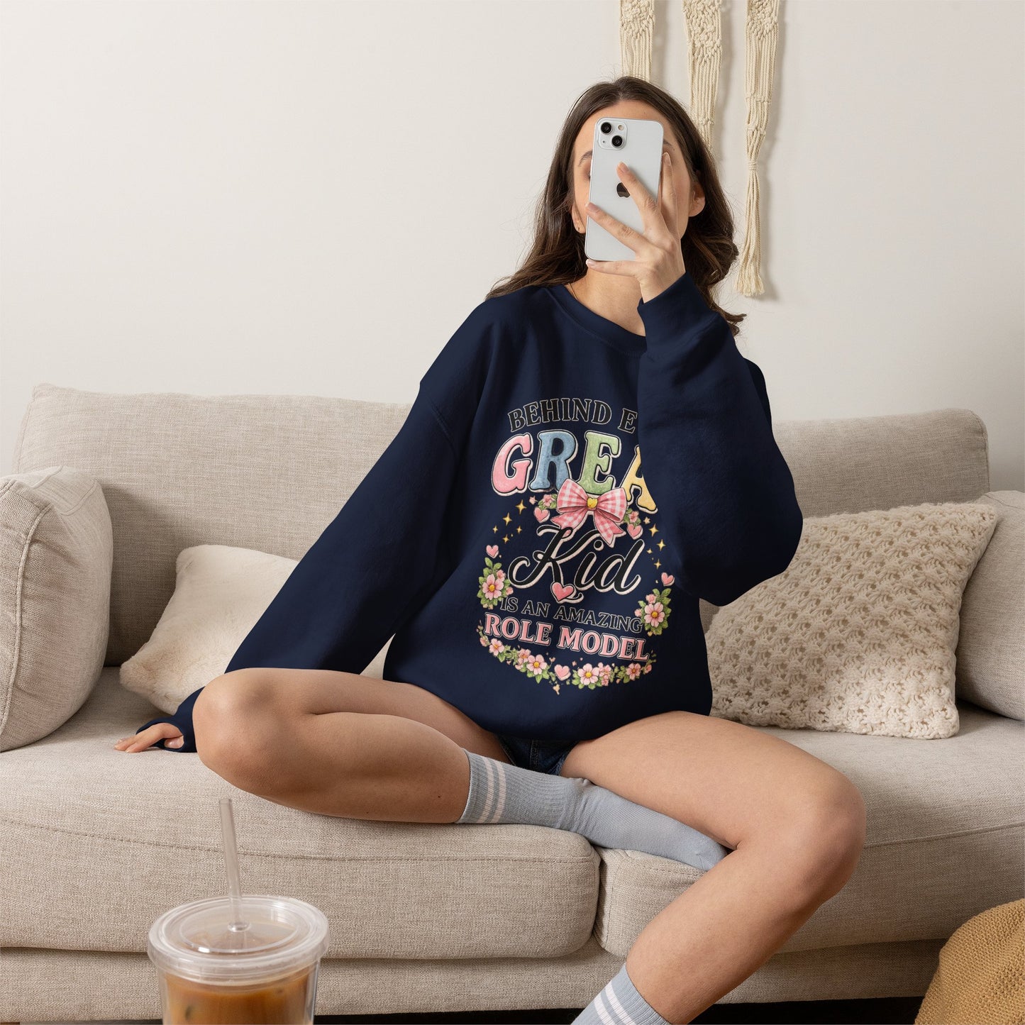 New Teacher Gift Crewneck Sweatshirt – "Behind Every Great Kid" Floral