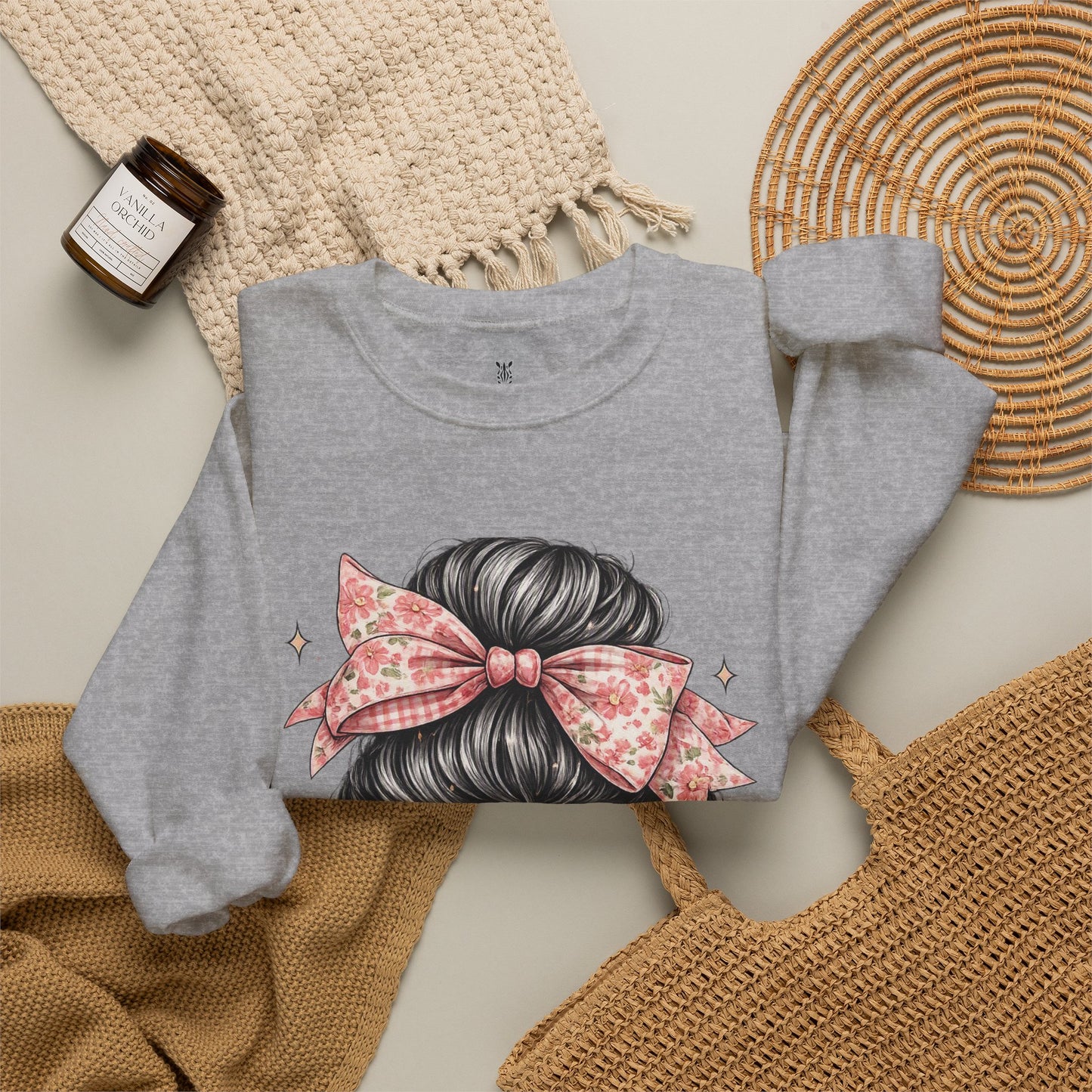 Funny Shirts for Teachers – Hair Bun & Sunglasses "Teach Love Inspire" Sweatshirt