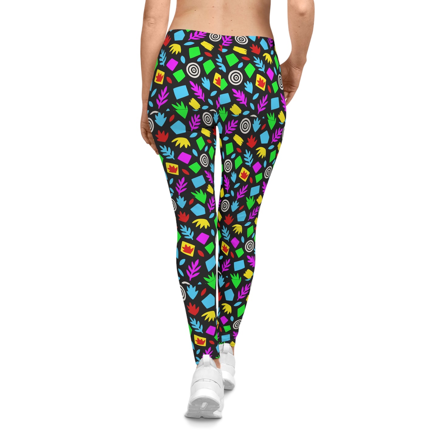 Colorful Abstract Leaves Pattern Leggings | All-Over Print