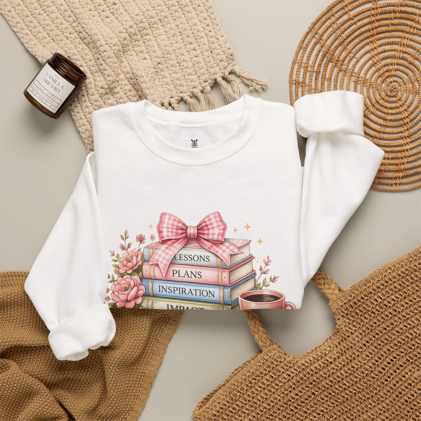 Teacher Graphic Sweatshirt – "Lessons, Plans, Inspiration, Impact" Crewneck