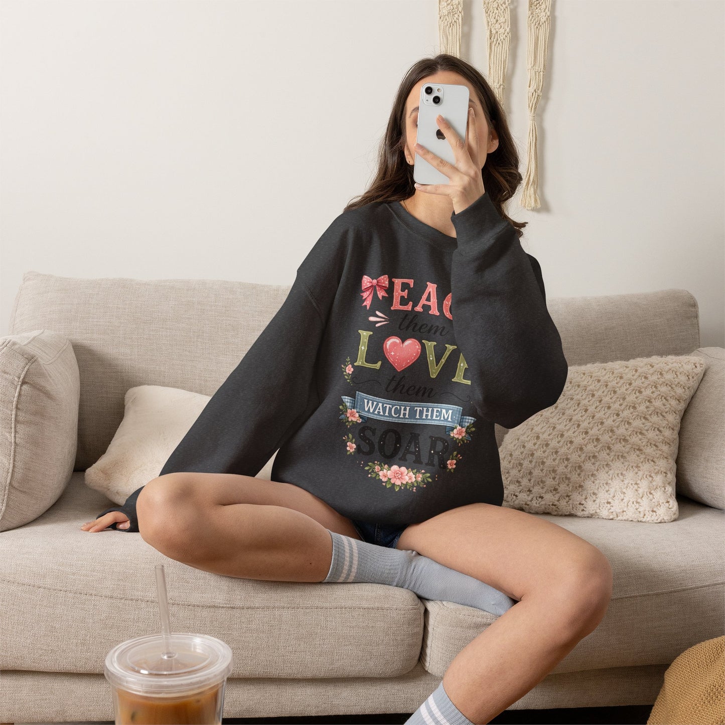 Teacher T Shirt Crewneck – "Teach Them, Love Them, Watch Them Soar" Sweatshirt