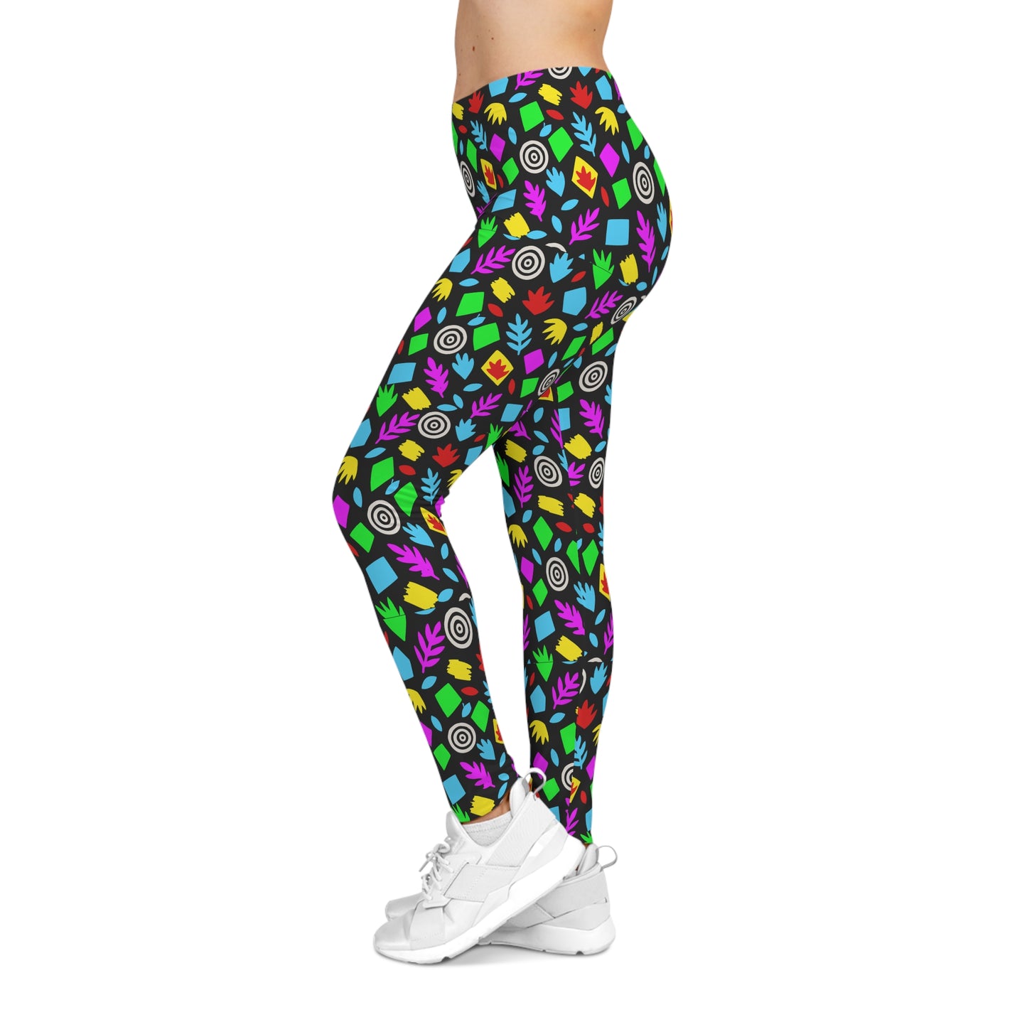 Colorful Abstract Leaves Pattern Leggings | All-Over Print
