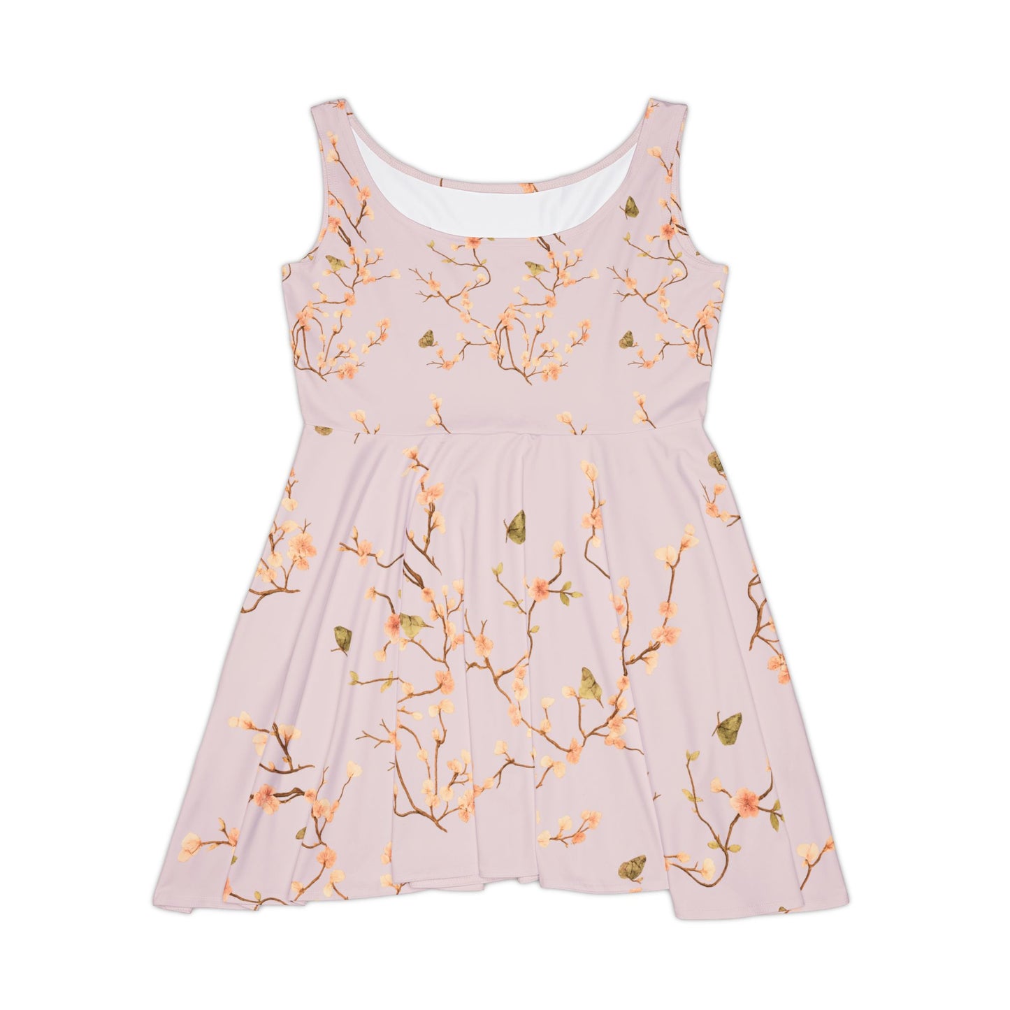 Peach Blossom Floral Skater Dress | All-Over Print