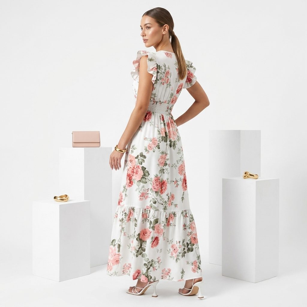 Floral Teacher Maxi Dress | Flutter Sleeve Classroom Outfit | Zebra Creation