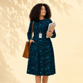 Novel Bookish Pattern Long Sleeve Midi Workwear - English Teacher Dress | Zebra Creation